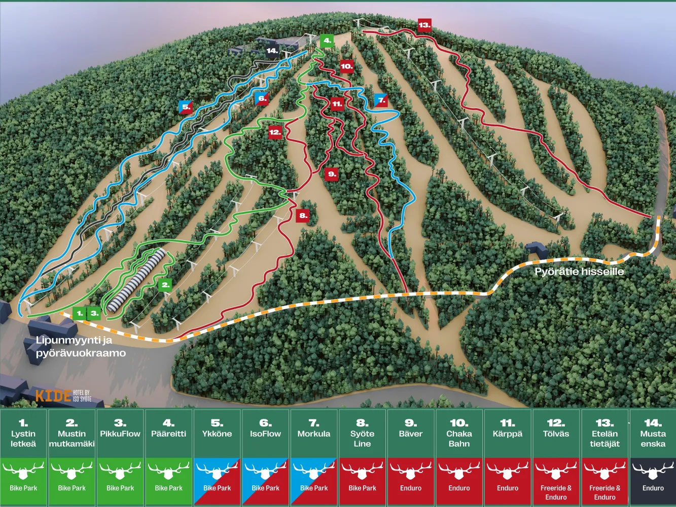 Iso-Syöte Bike Park reittikartta 