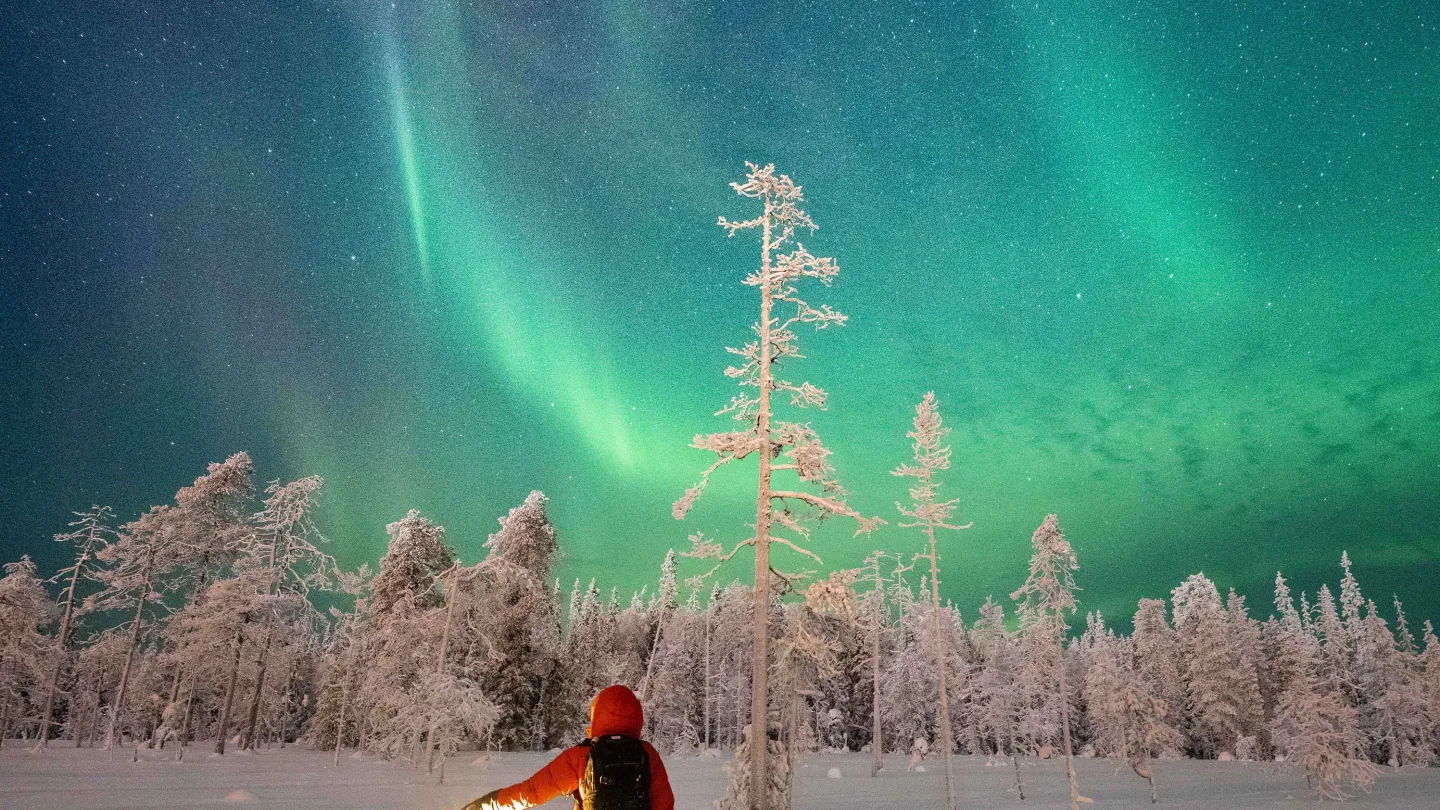 Snowshoe safari to hunt the northern lights